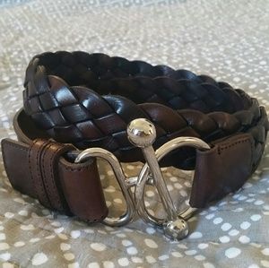 Braided leather dress belt